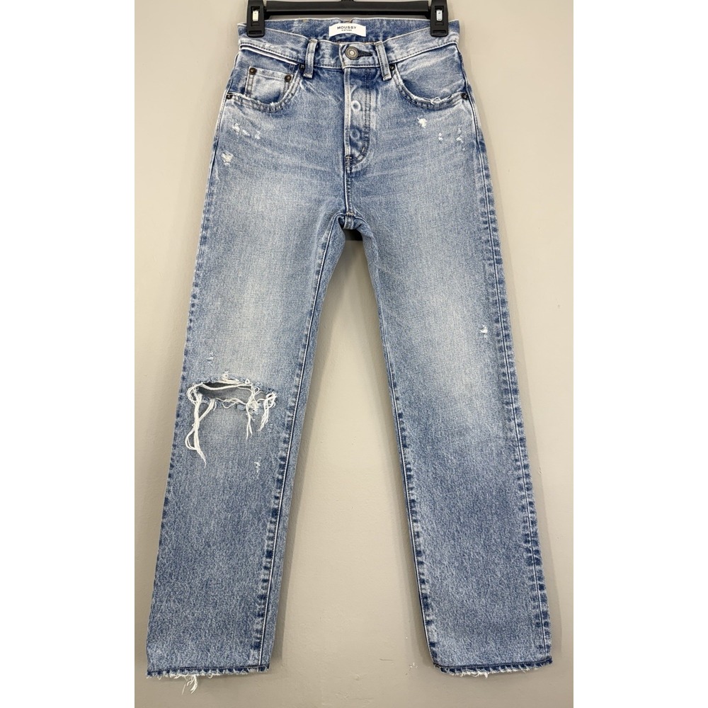 Moussy Vintage Howa Selvedge Denim Jeans Women's 24 Straight Distressed Japan